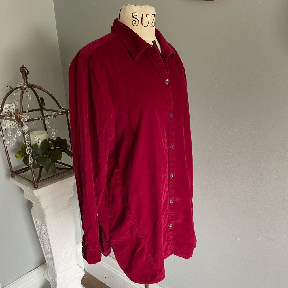 J. Jill Red Corduroy Button Up Size Medium - image 4